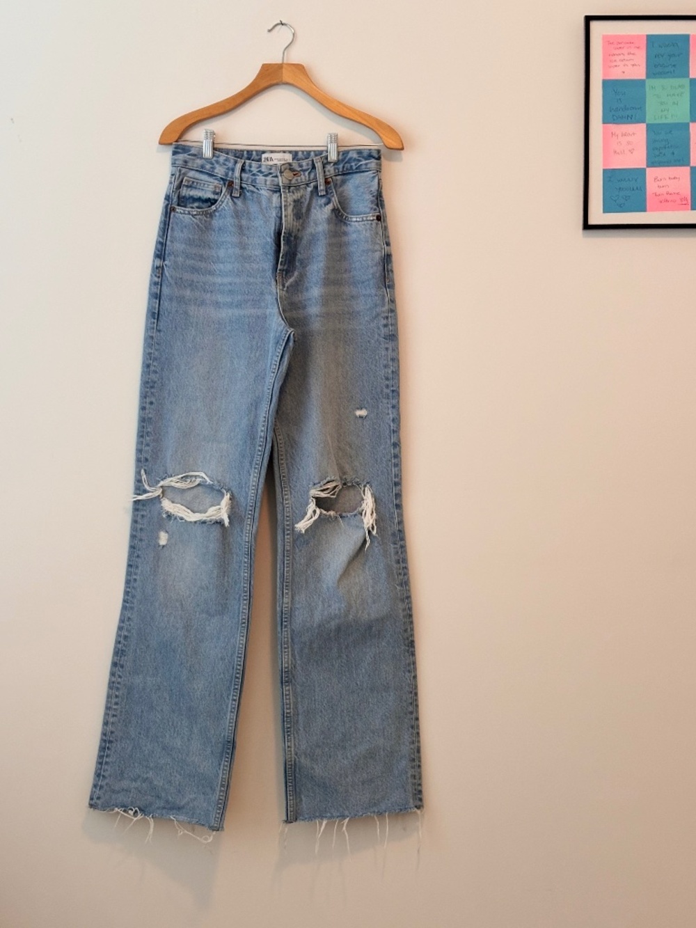 Zara high waisted longer length (34" inseam) ripped jeans - Size 4